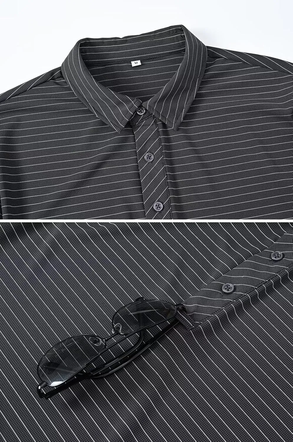 Tyhengta Men's Striped Shirt Long Sleeve Golf Polo Shirts