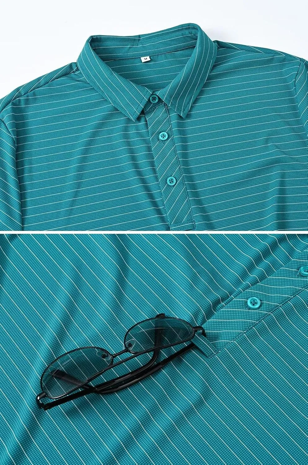 Tyhengta Men's Striped Shirt Long Sleeve Golf Polo Shirts