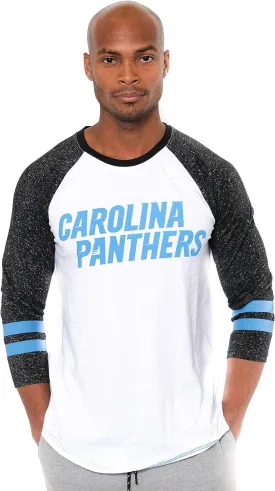 Ultra Game NFL Official Adults Super Soft Raglan Baseball Long Sleeve T-Shirt - Unisex, Carolina Panthers, White|Carolina Panthers