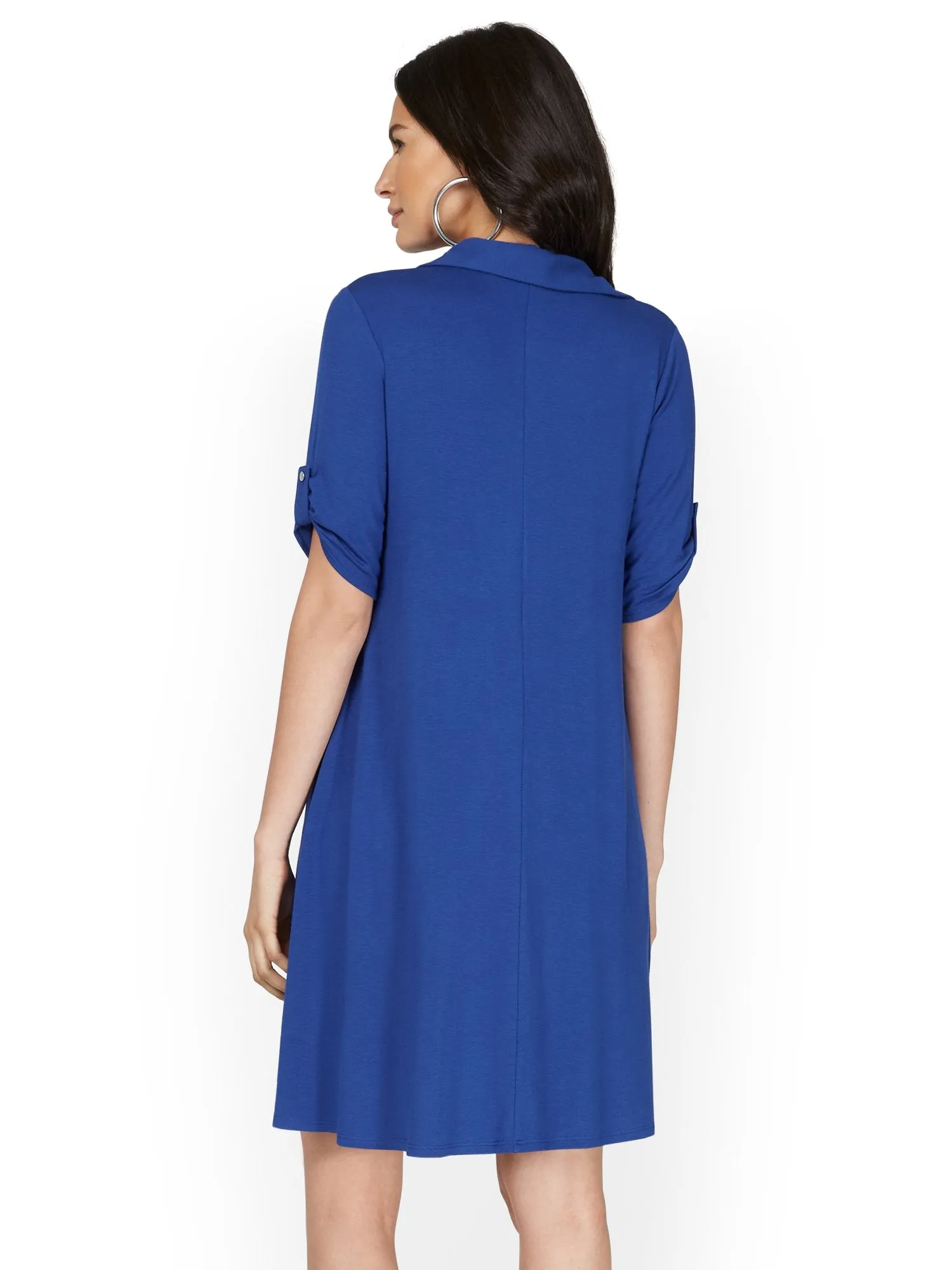 V-Neck Button-Front Polo Dress