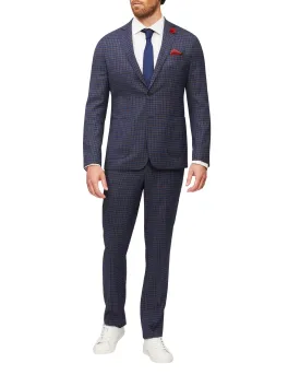 Van Heusen WOOL TWIN CHECK SUIT JACKET - Navy/Brown Plaid