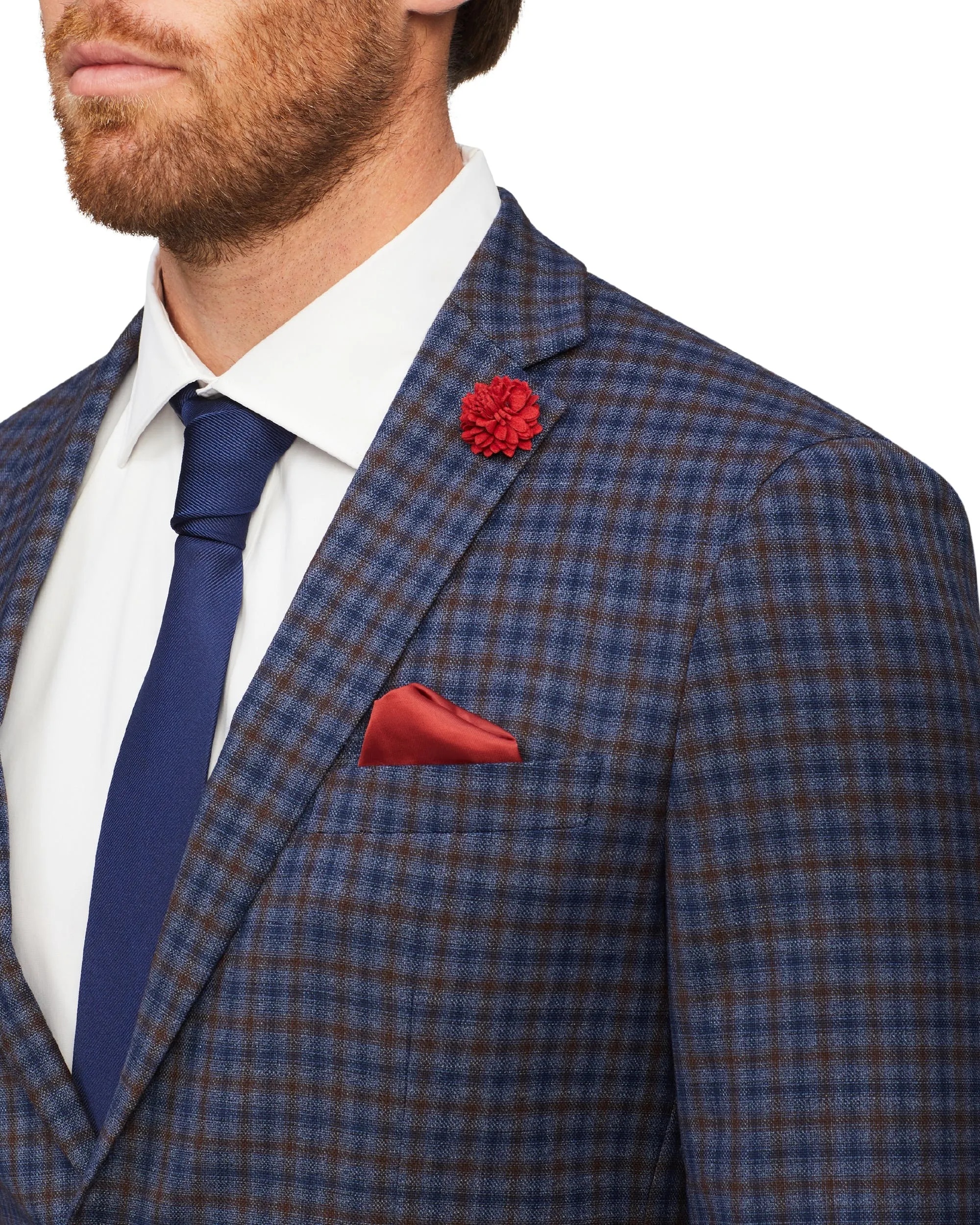 Van Heusen WOOL TWIN CHECK SUIT JACKET - Navy/Brown Plaid