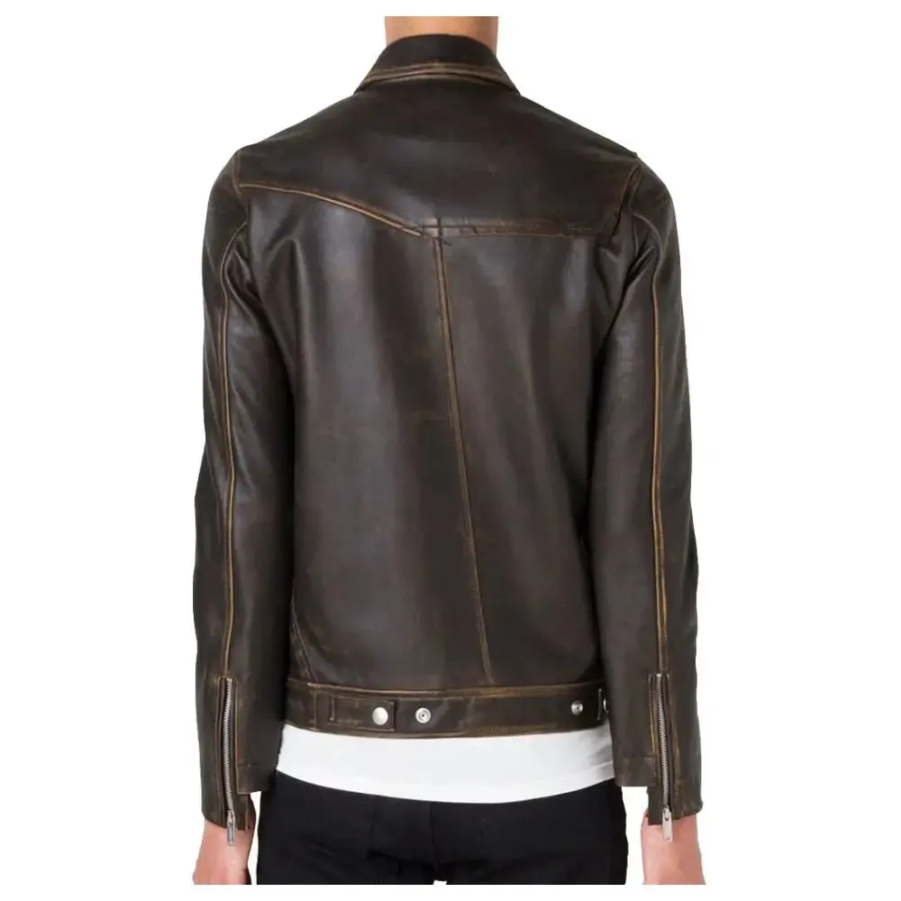 Vintage Cracker Biker Leather Jacket – Classic & Bold