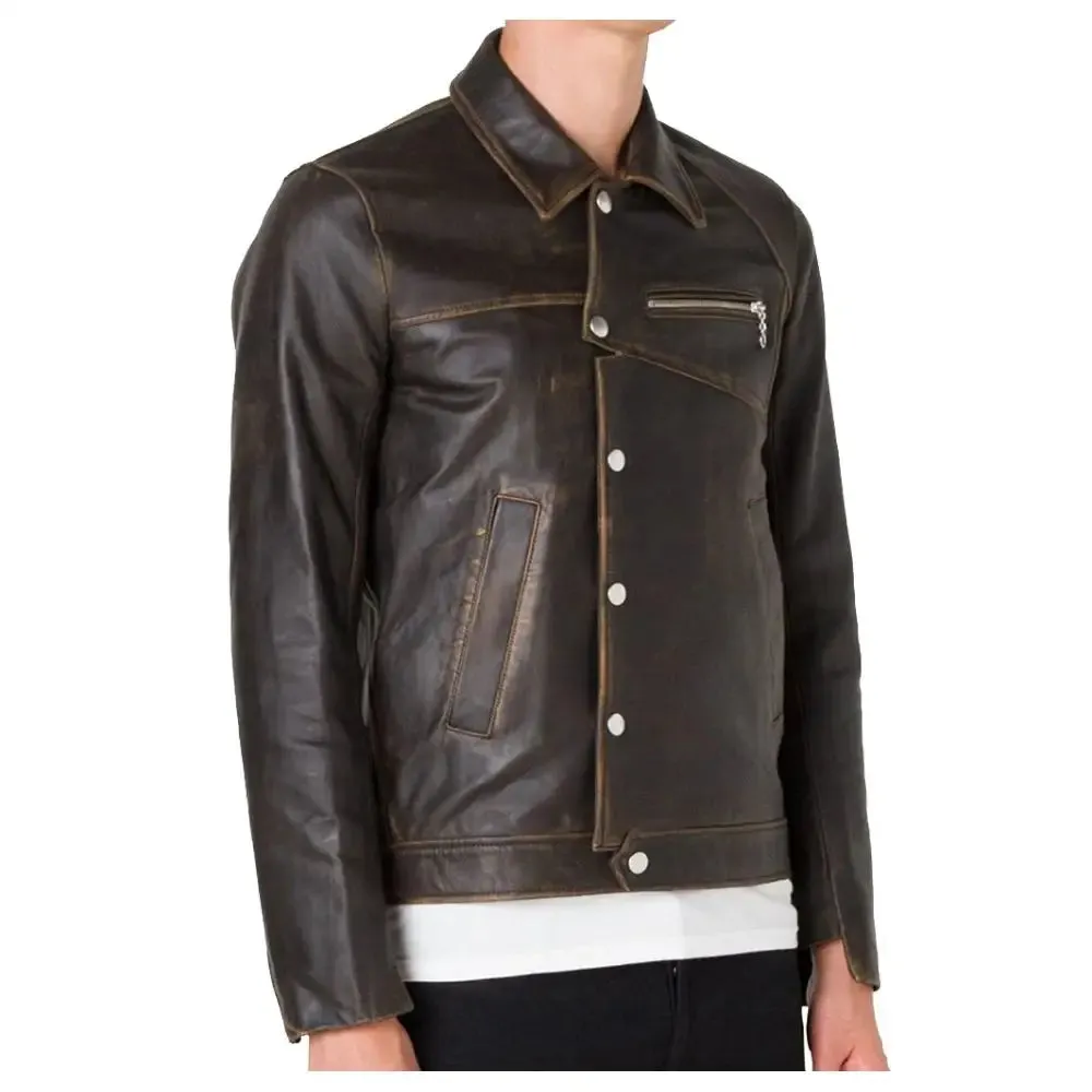 Vintage Cracker Biker Leather Jacket – Classic & Bold