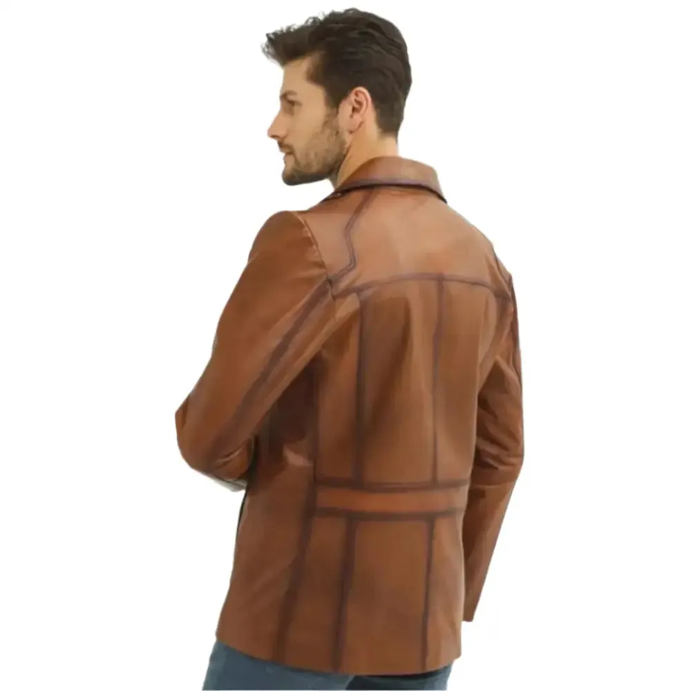 Vintage Leather Biker Jacket with Wind Blocker Collar - Stylish & Durable
