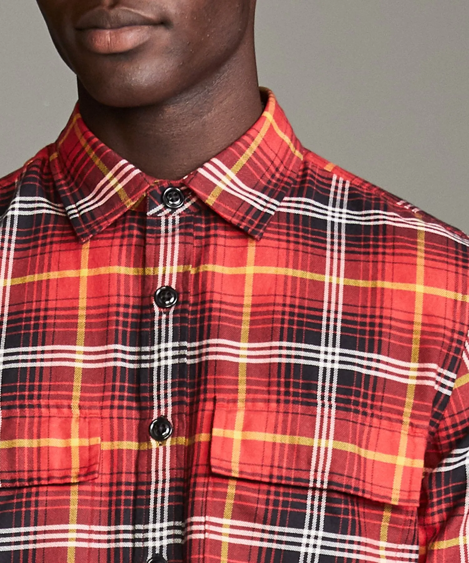 Vintage Plaid Shirt Jacket in Red