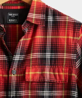 Vintage Plaid Shirt Jacket in Red