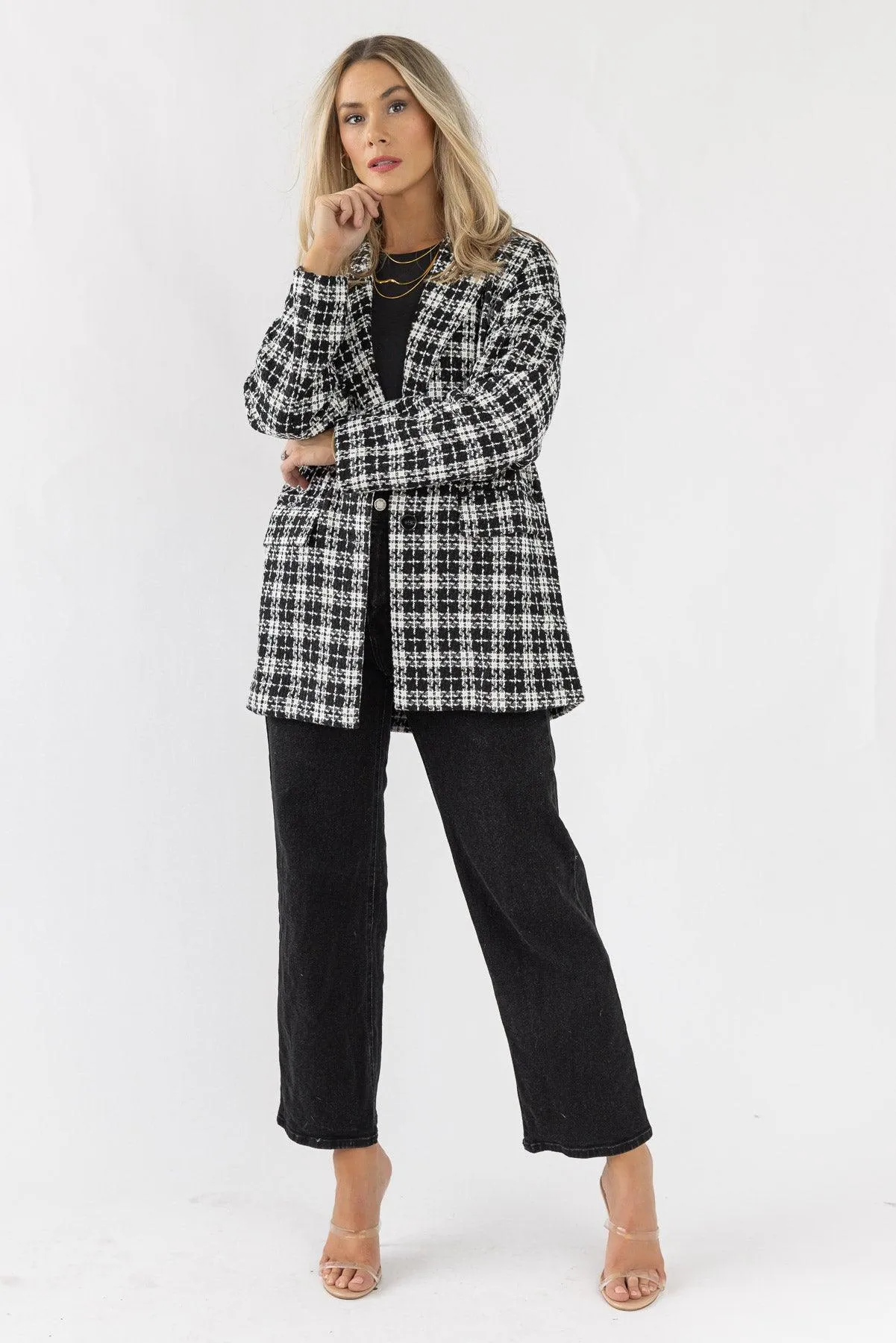 Whitney Black Plaid Tweed Blazer - Final Sale