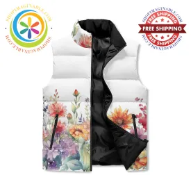 Wild Flowers Unisex Zip Up Puffer Vest