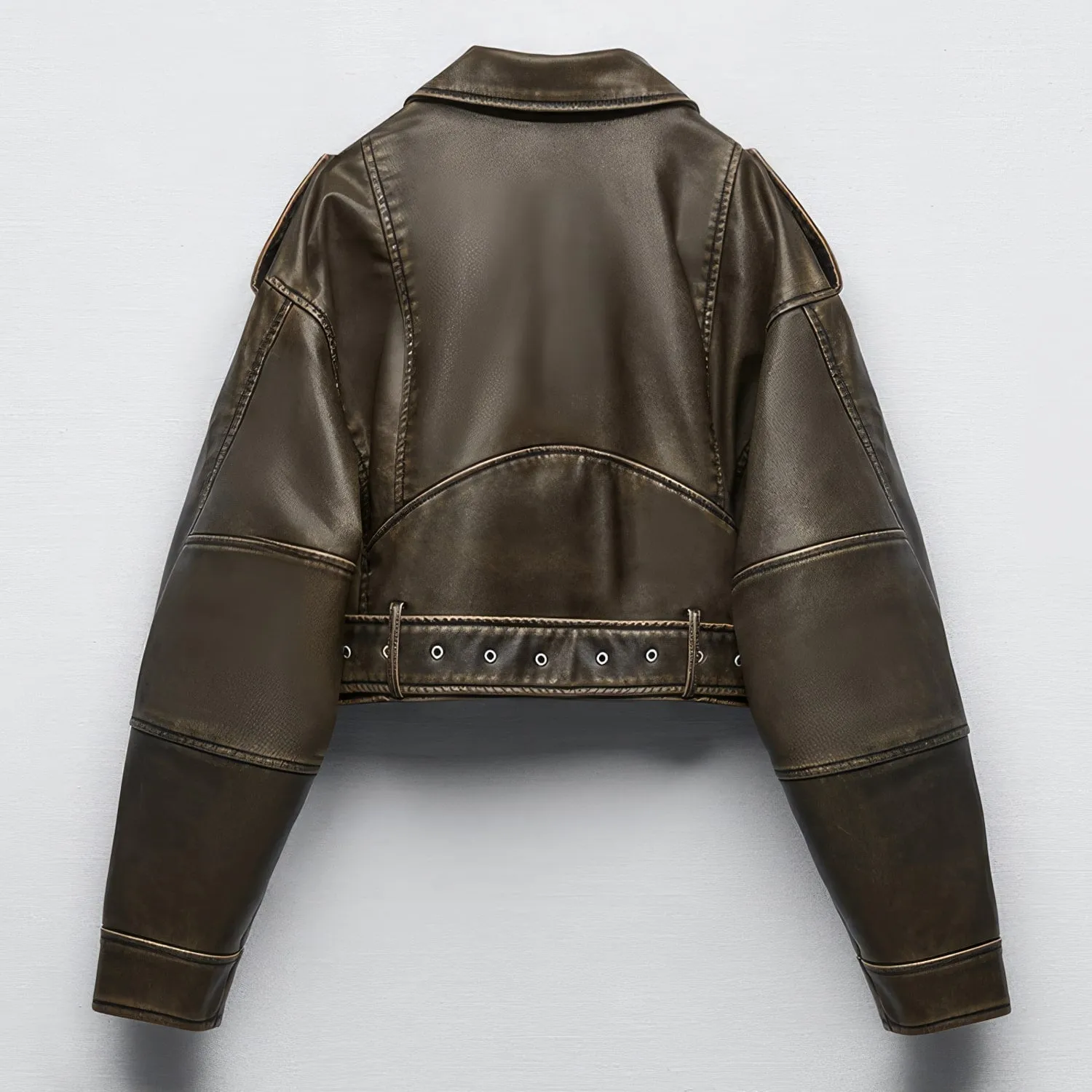 Women’s Biker Vintage Brown Genuine Sheepskin Jacket