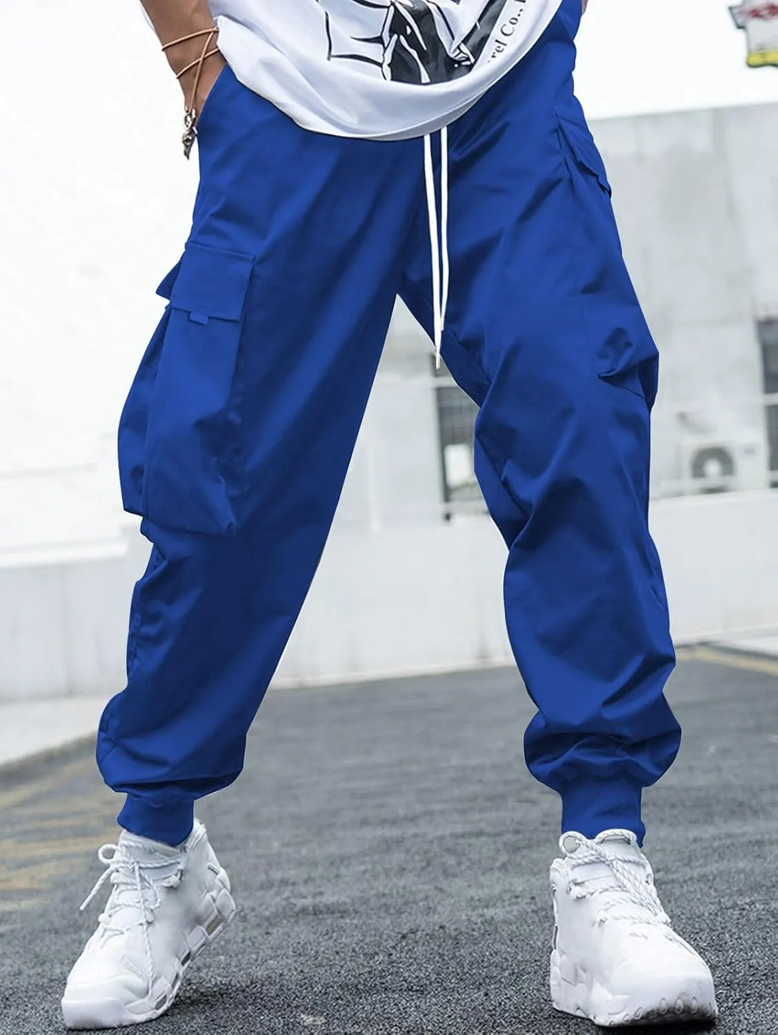 ZAFUL Men's Streetwear Cargo Pants with Flap Pockets & Drawstring Elastic Waist - Casual & Techwear Joggers
