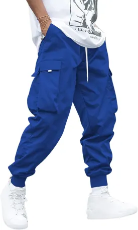 ZAFUL Men's Streetwear Cargo Pants with Flap Pockets & Drawstring Elastic Waist - Casual & Techwear Joggers