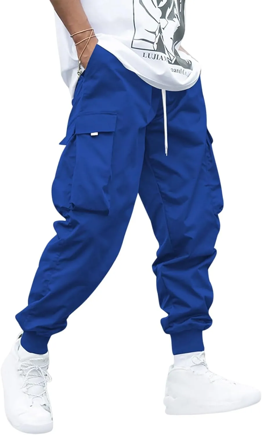 ZAFUL Men's Streetwear Cargo Pants with Flap Pockets & Drawstring Elastic Waist - Casual & Techwear Joggers